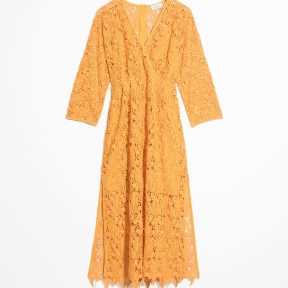 NWT & Other Stories Yellow Allover Lace Midi Dress